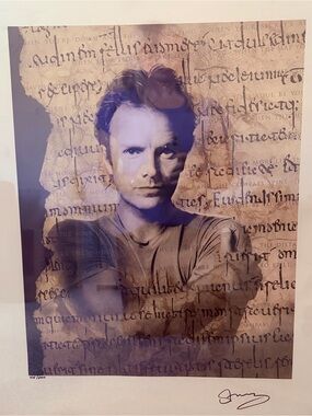 Ing Sepia and Purple Scripted Portrait Art Print